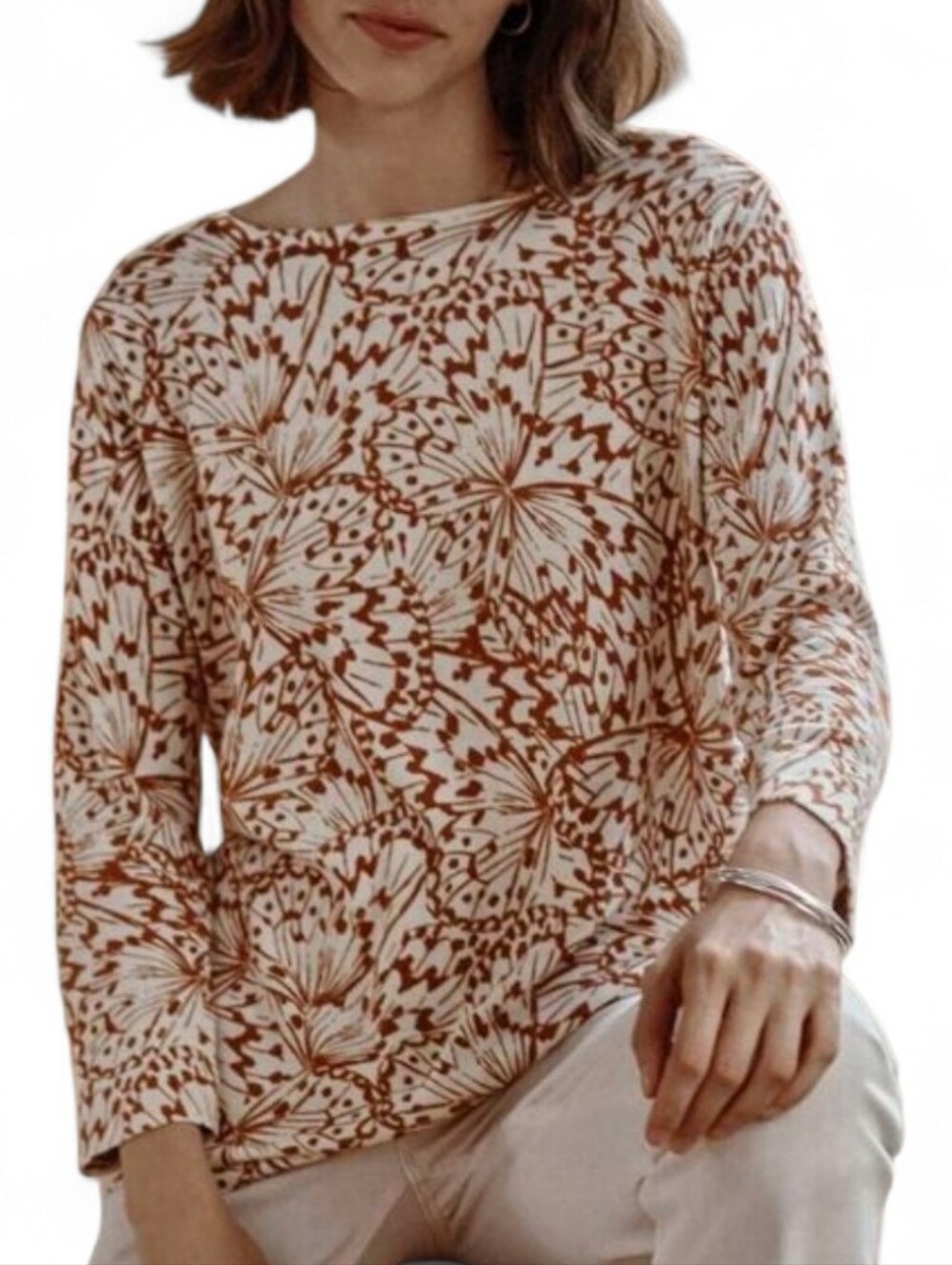 J. JILL Butterfly Pullover Scoop Neck Sweater - Medium